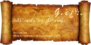 Gáspári Áron névjegykártya